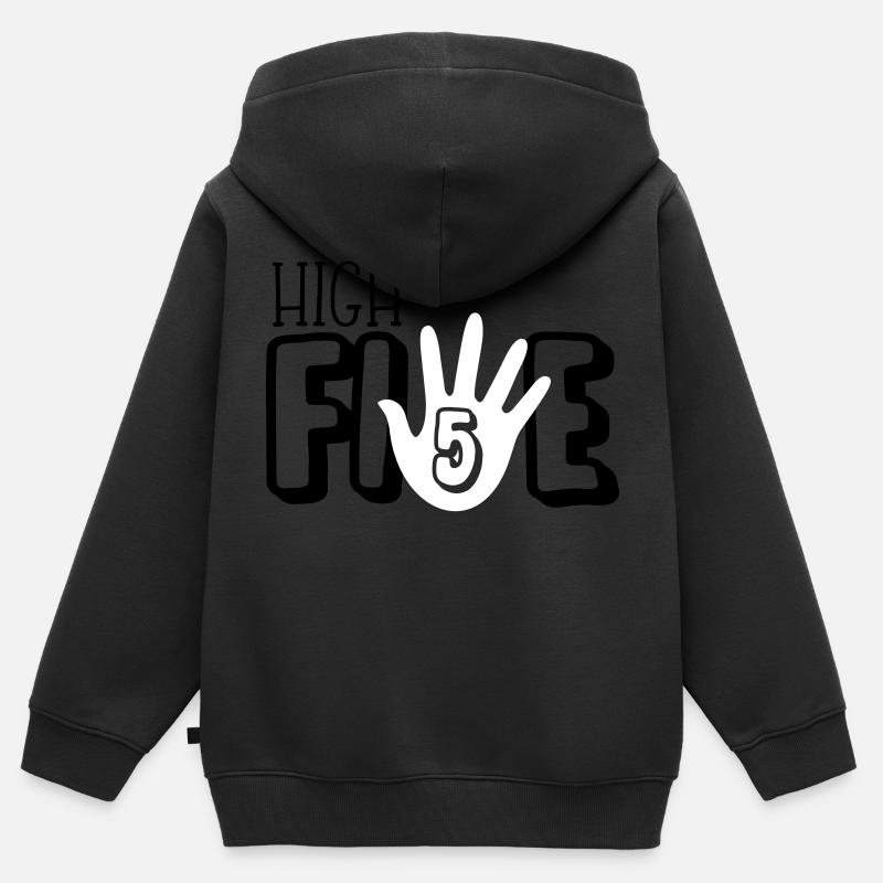 haut 5 anniversaire - Sweat Premium à capuche zippé enfant bio - noir