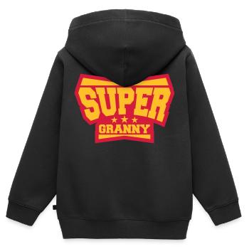 Super Granny Grandma Hero Logo - Kinder Premium Organic Zip Hoodie - Schwarz - Hinten - AI Model Kid Male (0cm)