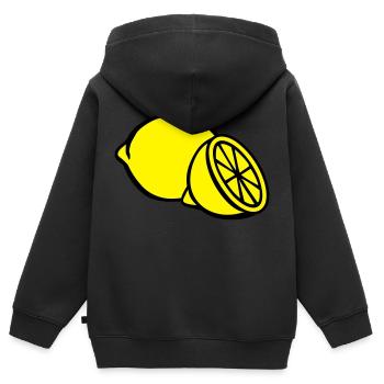 Zitrone - Kinder Premium Organic Zip Hoodie - Schwarz - Hinten - AI Model Kid Male (0cm)