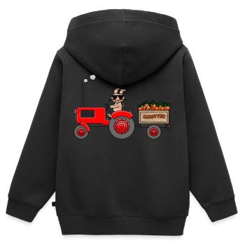 Cooler Hase bei der Ernte - Kinder Premium Organic Zip Hoodie - Schwarz - Hinten - AI Model Kid Male (0cm)