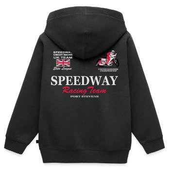 Speedway Poloshirt UK-Team - Sweat Premium à capuche zippé enfant bio - noir - Dos - AI Model Kid Male (0cm)