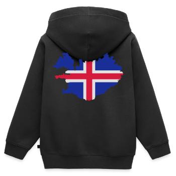 Islande - Sweat Premium à capuche zippé enfant bio - noir - Dos - AI Model Kid Male (0cm)