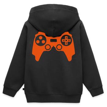 manette jeux video joystick paddle - Sweat Premium à capuche zippé enfant bio - noir - Dos - AI Model Kid Male (0cm)