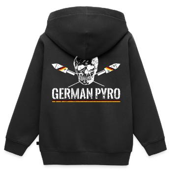 German Pyro Feuerwerk - Kinder Premium Organic Zip Hoodie - Schwarz - Hinten - AI Model Kid Male (0cm)