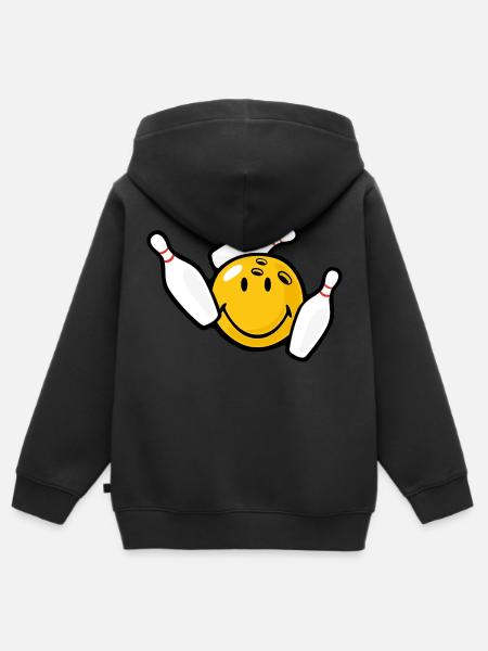 Smiley Pin Bowling - Kinder Premium Organic Zip Hoodie - Schwarz