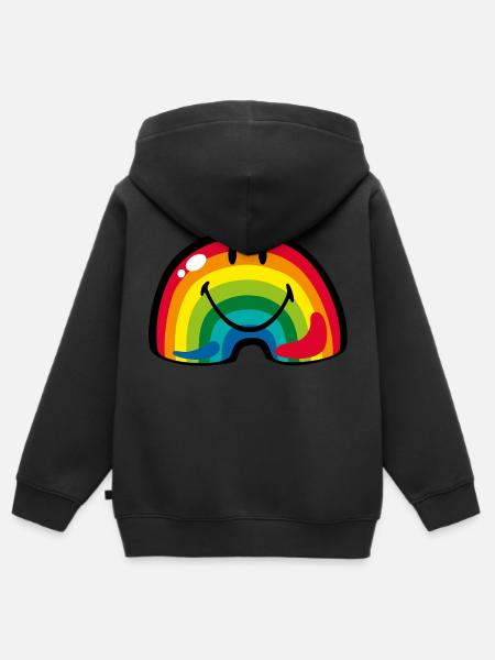 Smiley Rainbow - Kinder Premium Organic Zip Hoodie - Schwarz