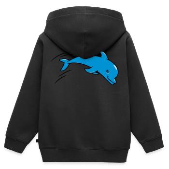 delfin doux amour - Sweat Premium à capuche zippé enfant bio - noir - Dos - AI Model Kid Male (0cm)