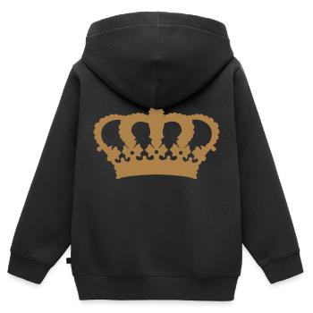 Krone - Kinder Premium Organic Zip Hoodie - Schwarz - Hinten - AI Model Kid Male (0cm)