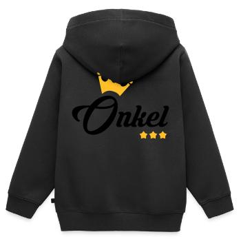 Oncle / Tante / Cousin / Cousine - Sweat Premium à capuche zippé enfant bio - noir - Dos - AI Model Kid Male (0cm)