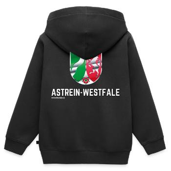 Astrein-Westfale NRW Design - Kinder Premium Organic Zip Hoodie - Schwarz - Hinten - AI Model Kid Male (0cm)
