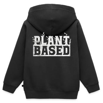 Plant Based Vegan Veganismus Gesund Pflanzen - Kinder Premium Organic Zip Hoodie - Schwarz - Hinten - AI Model Kid Male (0cm)