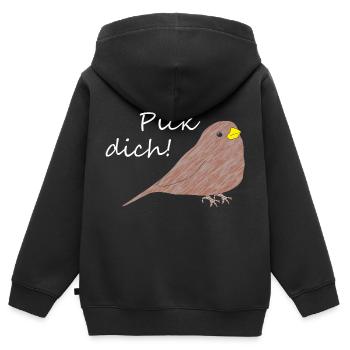 "Pick dich" Vogel - Kinder Premium Organic Zip Hoodie - Schwarz - Hinten - AI Model Kid Male (0cm)