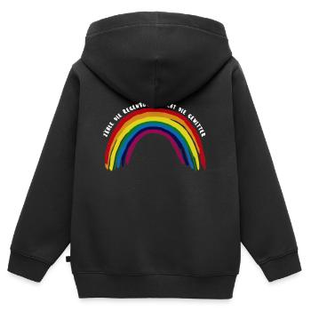 Zähle die Regenbögen, nicht die Gewitter - Kinder Premium Organic Zip Hoodie - Schwarz - Hinten - AI Model Kid Male (0cm)