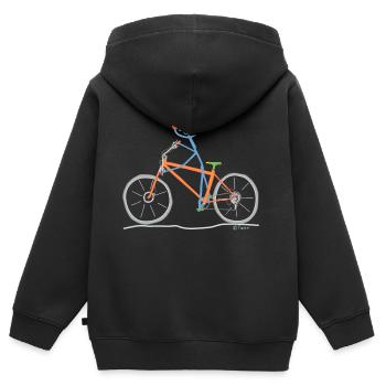 Fahrradfahren Strichmännchen Sport Freizeit Spaß - Kinder Premium Organic Zip Hoodie - Schwarz - Hinten - AI Model Kid Male (0cm)