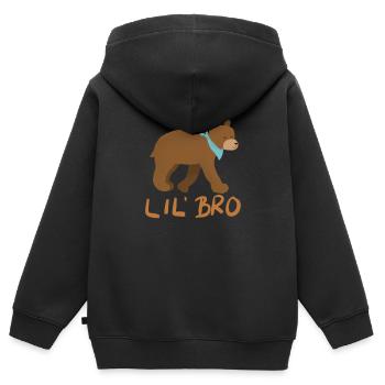 Lil‘ Bro Kleiner Bruder Bär 🐻 - Kinder Premium Organic Zip Hoodie - Schwarz - Hinten - AI Model Kid Male (0cm)