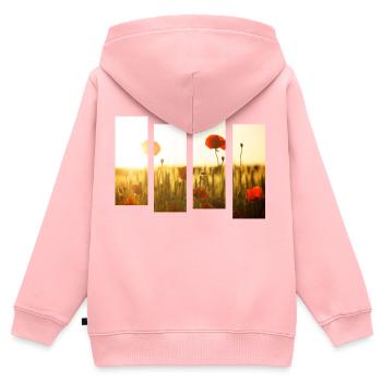 Champ de coquelicots - Sweat Premium à capuche zippé enfant bio - rose - Dos - AI Model Kid Female (0cm)