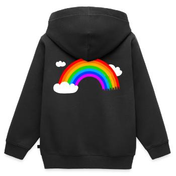 Regenbogen - Kinder Premium Organic Zip Hoodie - Schwarz - Hinten - AI Model Kid Male (0cm)