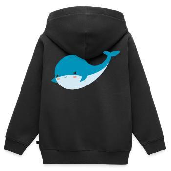 wal - Kinder Premium Organic Zip Hoodie - Schwarz - Hinten - AI Model Kid Male (0cm)