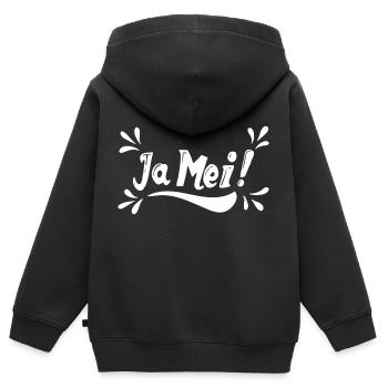 Ja Mei! - Kinder Premium Organic Zip Hoodie - Schwarz - Hinten - AI Model Kid Male (0cm)