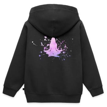 Yoga Asana Art - Kids Premium Organic Zip-up Hoodie - black - Back - AI Model Kid Male (0cm)