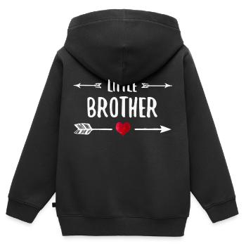 Frères Et sœurs Little Brother - Sweat Premium à capuche zippé enfant bio - noir - Dos - AI Model Kid Male (0cm)