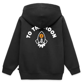 Kryptowährungen To The Moon Bitcoin Rakete - Kinder Premium Organic Zip Hoodie - Schwarz - Hinten - AI Model Kid Male (0cm)