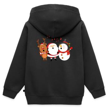 Singende Weihnachtsmann, Schneemann und Rentier - Kinder Premium Organic Zip Hoodie - Schwarz - Hinten - AI Model Kid Male (0cm)
