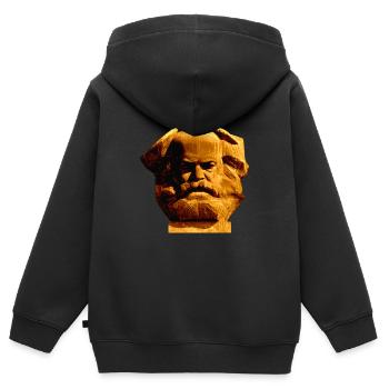 Karl-Marx-Monument, Chemnitzer Nischel. Gold - Kinder Premium Organic Zip Hoodie - Schwarz - Hinten - AI Model Kid Male (0cm)