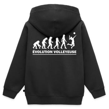 Évolution volleyeuse - humour femme volley - Sweat Premium à capuche zippé enfant bio - noir - Dos - AI Model Kid Male (0cm)