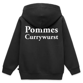 Pommes Currywurst - Kinder Premium Organic Zip Hoodie - Schwarz - Hinten - AI Model Kid Male (0cm)