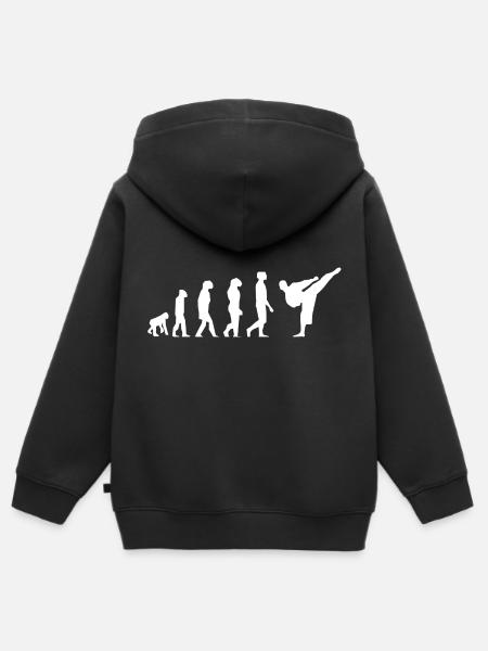 Karate evolutie - Kinder Premium zip hoodie biologisch - zwart