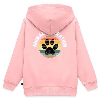 ANIMAL LIBERATION Tierliebhaber - Kinder Premium Organic Zip Hoodie - Rosa - Hinten - AI Model Kid Female (0cm)