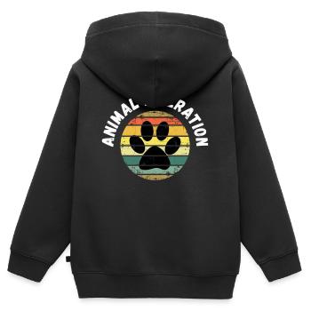 ANIMAL LIBERATION Tierliebhaber - Kinder Premium Organic Zip Hoodie - Schwarz - Hinten - AI Model Kid Male (0cm)