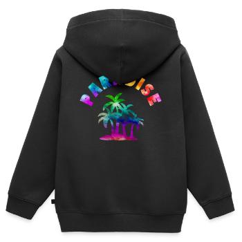 Tropical Paradise Motto - Kinder Premium Organic Zip Hoodie - Schwarz - Hinten - AI Model Kid Male (0cm)