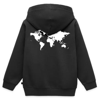 Weltkarte - Kinder Premium Organic Zip Hoodie - Schwarz - Hinten - AI Model Kid Male (0cm)