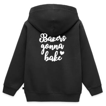 Les boulangers vont faire cuire au four sur le thème - Sweat Premium à capuche zippé enfant bio - noir - Dos - AI Model Kid Male (0cm)