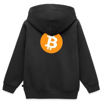 Bitcoin Logo - Kinder Premium Organic Zip Hoodie - Schwarz - Hinten - AI Model Kid Male (0cm)