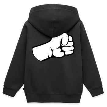 Poings à la main de conception - Sweat Premium à capuche zippé enfant bio - noir - Dos - AI Model Kid Male (0cm)