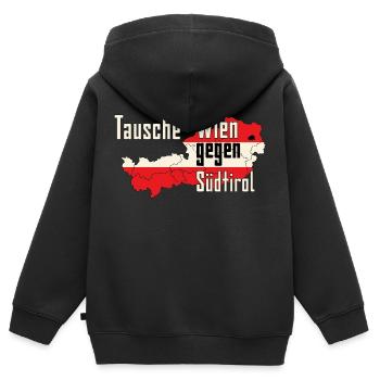 Tausche Wien gegen Südtirol - Kinder Premium Organic Zip Hoodie - Schwarz - Hinten - AI Model Kid Male (0cm)