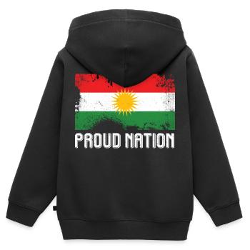 Proud nation kurdistan BytheManzanitas - Kinder Premium Organic Zip Hoodie - Schwarz - Hinten - AI Model Kid Male (0cm)