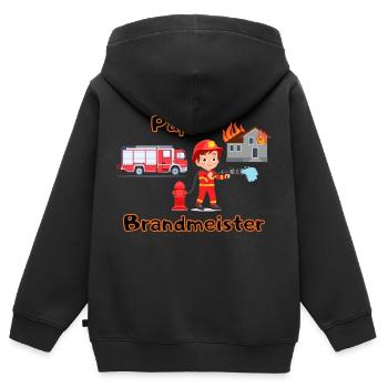 Papas Brandmeister - Kinder Premium Organic Zip Hoodie - Schwarz - Hinten - AI Model Kid Male (0cm)