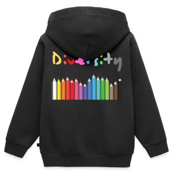 Cadeau de diversité et idée de cadeau - Sweat Premium à capuche zippé enfant bio - noir - Dos - AI Model Kid Male (0cm)