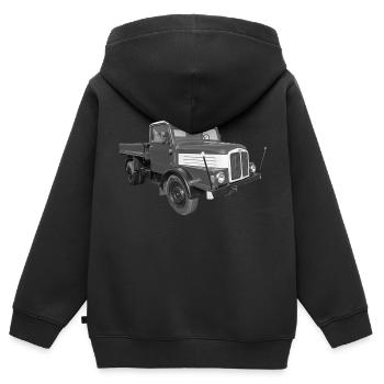 Lkw IFA S 4000 Kipper Werdau DDR Oldtimer - Kinder Premium Organic Zip Hoodie - Schwarz - Hinten - AI Model Kid Male (0cm)