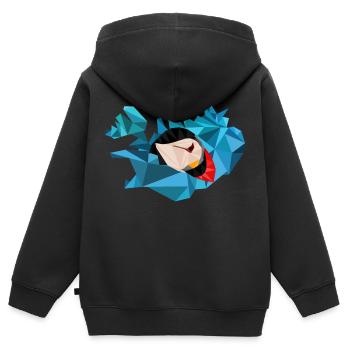 Iceland map - Puffin - map - geometric - Kids Premium Organic Zip-up Hoodie - black - Back - AI Model Kid Male (0cm)