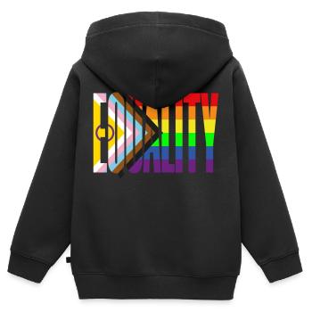 Equality - Kids Premium Organic Zip-up Hoodie - black - Back - AI Model Kid Male (0cm)