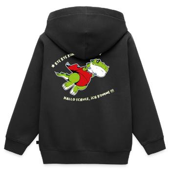 Dino Kindergarten Schule - Kinder Premium Organic Zip Hoodie - Schwarz - Hinten - AI Model Kid Male (0cm)
