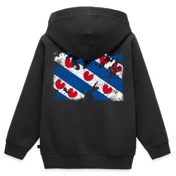 Friesland Vintage - Kinder Premium Organic Zip Hoodie - Schwarz - Hinten - AI Model Kid Male (0cm)