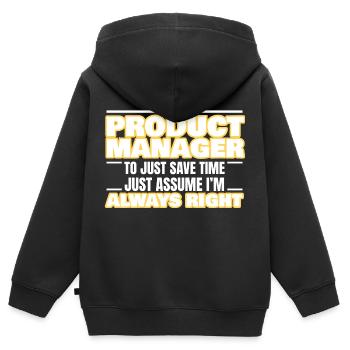 Awesome Product manager - Sweat Premium à capuche zippé enfant bio - noir - Dos - AI Model Kid Male (0cm)