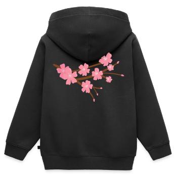 Japanische Kirschblüte - Kinder Premium Organic Zip Hoodie - Schwarz - Hinten - AI Model Kid Male (0cm)