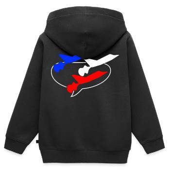 Patrouille de France blau weiß rot - Kinder Premium Organic Zip Hoodie - Schwarz - Hinten - AI Model Kid Male (0cm)